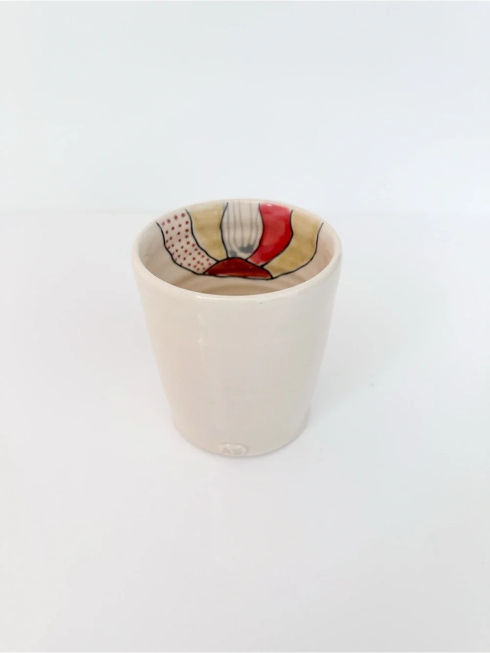 Handmade Pottery Tumbler Hot Air Balloon Bunny Illustrated Cup Artist Signed